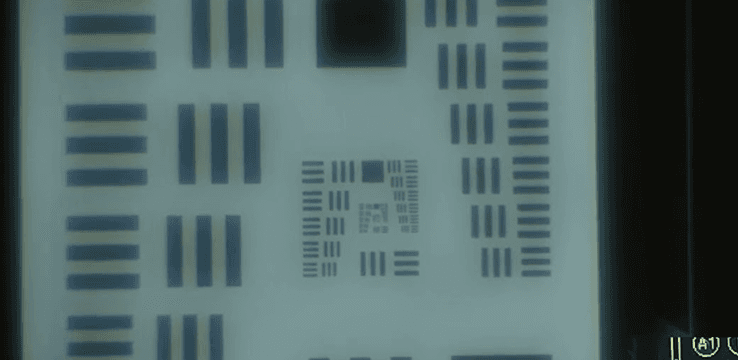 각 거리에서의 USAF 1951 resolution target 고해상도 이미지 (동영상, 사진) (pupil 3.0 mm)